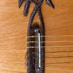 Custom Coconut Trees bridge design. Dale Wallace Guitars Handmade Custom Guitars in Belize.