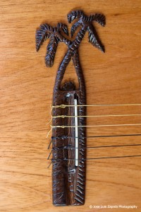Custom Coconut Trees bridge design. Dale Wallace Guitars Handmade Custom Guitars in Belize.